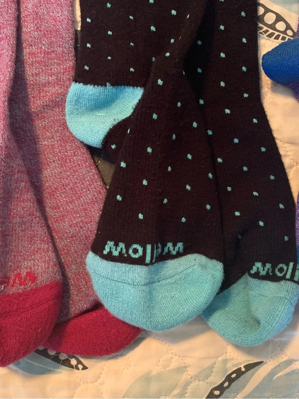 Wellow-Three Pairs of Colorblock and Polka-Dot Compression Socks